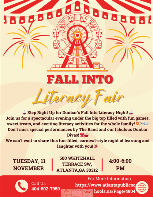 Fall Into Literacy Fair Tuesday November 11 4-6 pm